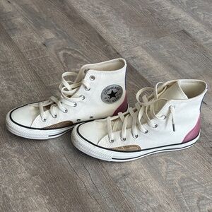 Converse High-Tops in Cream and Pink